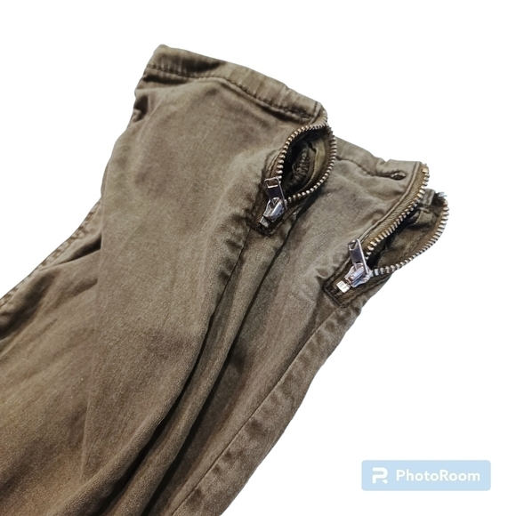 ZARA khaki skinny leg moto cargo pants - Picture 7 of 10